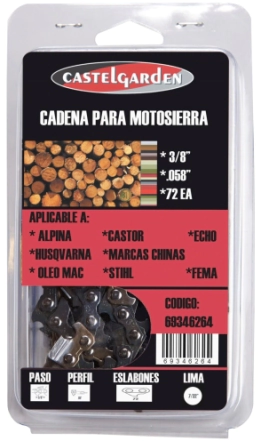 (FE) CADENA MOTOSIERRA CASTEL 3/8 058 X 72 ESLABONES