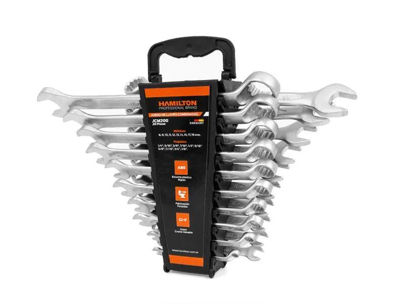 (HAM) JUEGO DE 20 LLAVES COMBINADAS MIL/PUL – SILVER
