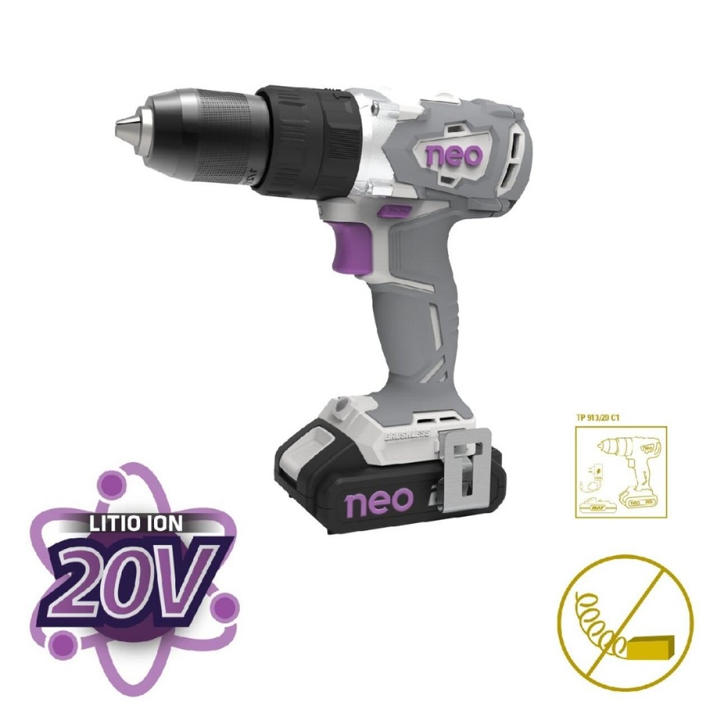 (GLA) TALADRO ATORNILLADOR PERCUTOR 20 V INALAMBRICO NEON