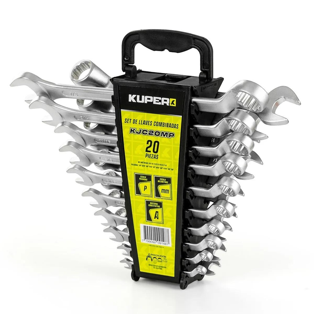 (HAM) JUEGO DE 20 LLAVES COMBINADAS KUPER (PULG + MM)