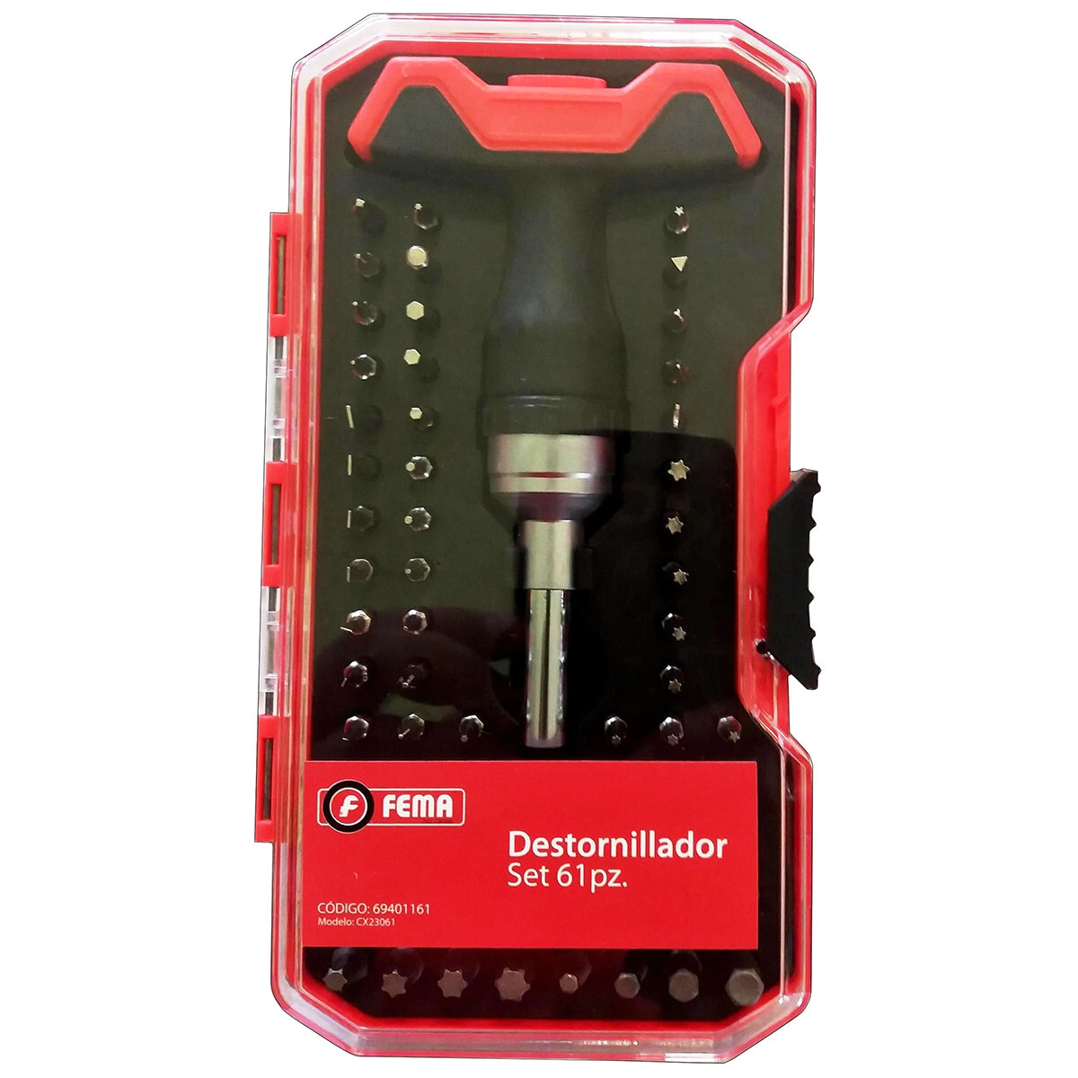 (FE) DESTORTORNILLADOR SET 61 PZ. PUNTAS 24MM -36pz PREC.