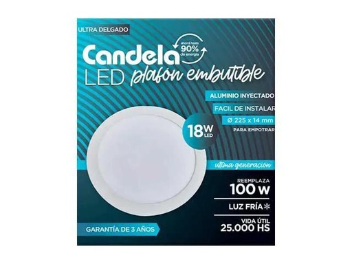 [GP35452] (GP) PANEL LED EMBUTIR CANDELA REDONDO 18W FRIA - 225mm