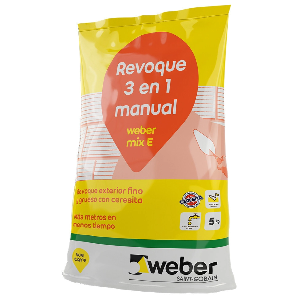 [W1001140] (FE) REVOQUE EXTERIOR 3 EN 1 CON CERESITA 5 KG GRIS MIX E-WEBER