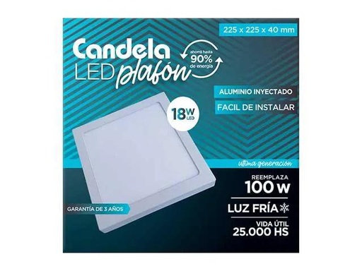 [GP35464] (GP) PANEL LED C/BASE CANDELA CUADRADO 18W FRIA - 225x225