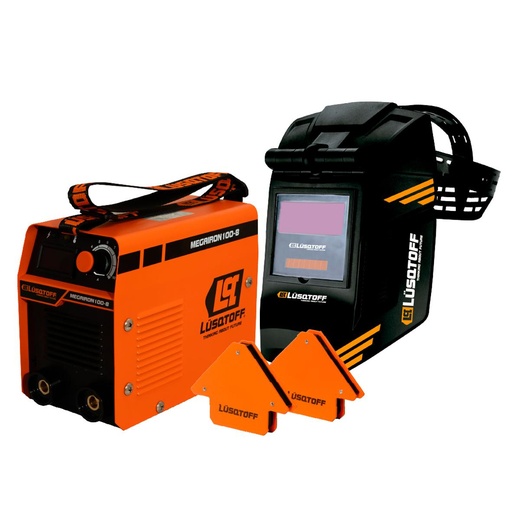 [MEGAIRON100-8] (LSQ) SOLDADORA INVERTER LUSQTOFF 100 AMP + MASCARA + 2 ESCUADRAS