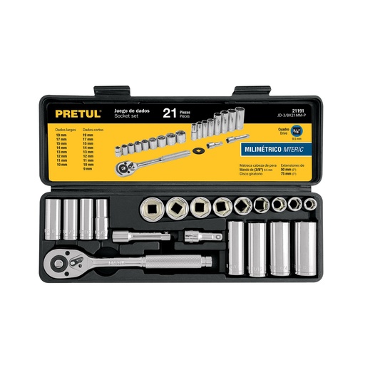 [21191] (LSQ) JUEGO 21 PZ.T- ACC. 3/8" MM. P