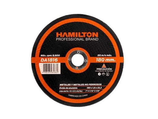 [DA1816] (HAM) DISCO DE CORTE PLANO 180 MM × 1.6 MM