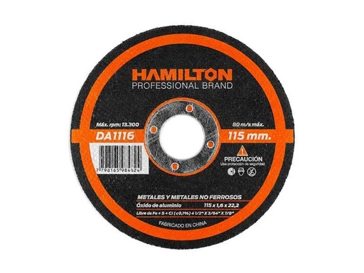 [DA1116] (HAM) DISCO DE CORTE PLANO 115 X 1.6
