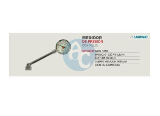 [AG200026] (AGRO) MEDIDOR PRESION-RELOJ CAMION 539-0200