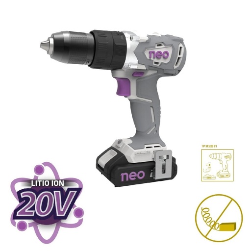 [TP913/20C1] (GLA) TALADRO ATORNILLADOR PERCUTOR 20 V INALAMBRICO NEON