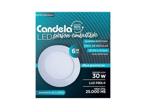 [GP35448] (GP) PANEL LED C/BASE REDONDO 6 W FRIA 120MM
